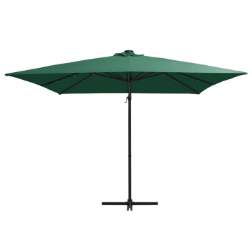 Umbrelă în consolă cu LED, stâlp din oțel, verde, 250x250 cm - Img 2