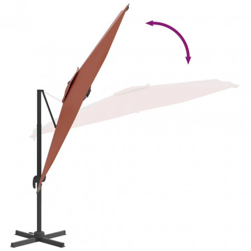 Umbrelă în consolă cu stâlp din aluminiu, cărămiziu, 300x300 cm - Img 6