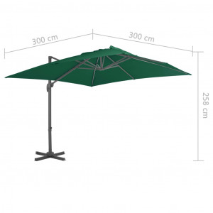 Umbrelă în consolă cu stâlp din aluminiu, verde, 300x300 cm - Img 6