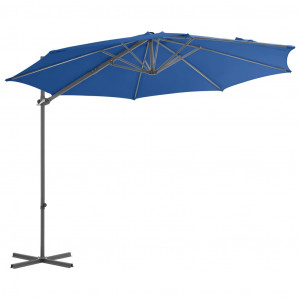 Umbrelă în consolă cu stâlp din oțel, albastru azuriu, 300 cm - Img 3