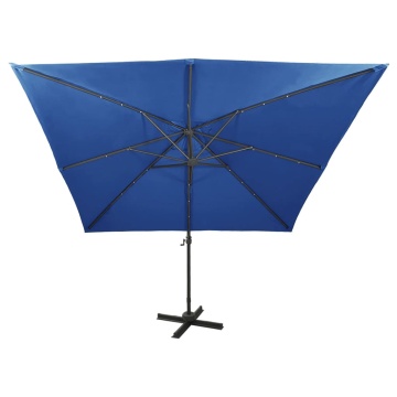Umbrelă în consolă cu stâlp și LED-uri, albastru azur, 300 cm - Img 8