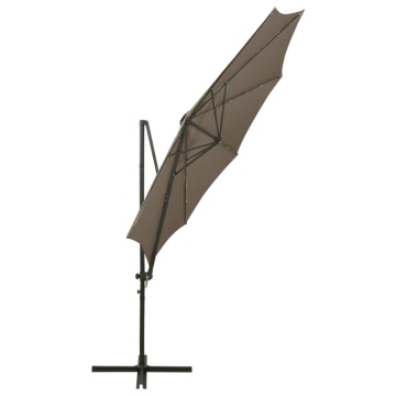 Umbrelă în consolă cu stâlp și LED-uri, taupe, 300 cm - Img 6
