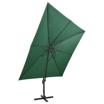Umbrelă în consolă cu stâlp și LED-uri, verde, 300 cm - Img 6