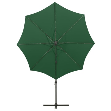 Umbrelă în consolă cu stâlp și LED-uri, verde, 300 cm - Img 5