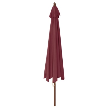 Umbrelă soare de grădină stâlp din lemn, roșu bordo, 400x273 cm - Img 8