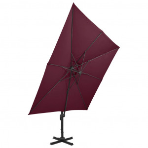 Umbrelă suspendată cu înveliș dublu, roșu bordo, 300x300 cm - Img 3