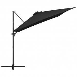 Umbrelă suspendată cu LED și stâlp din oțel, negru, 250x250 cm - Img 4