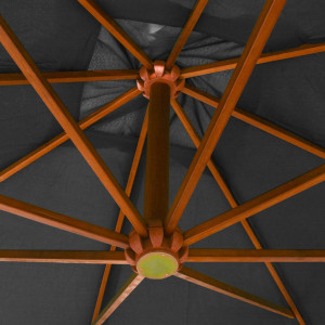 Umbrelă suspendată cu stâlp, antracit, 3x3 m, lemn masiv brad - Img 2
