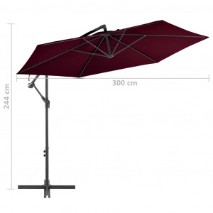 Umbrelă suspendată cu stâlp de aluminiu, roșu bordo, 300 cm - Img 7