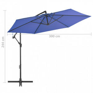 Umbrelă suspendată cu stâlp din aluminiu, albastru, 300 cm - Img 7