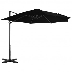 Umbrelă suspendată cu stâlp din aluminiu, negru, 300 cm - Img 1