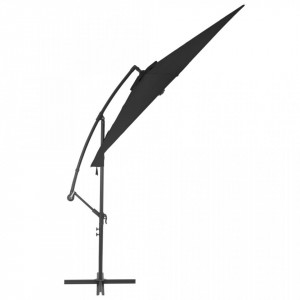 Umbrelă suspendată cu stâlp din aluminiu, negru, 300 cm - Img 3