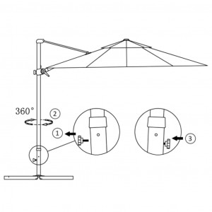 Umbrelă suspendată cu stâlp din aluminiu, roșu, 300 cm - Img 6