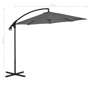 Umbrelă suspendată cu stâlp din oțel, antracit, 300 cm - Img 7