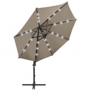 Umbrelă suspendată cu stâlp și LED-uri, gri taupe, 300 cm - Img 3