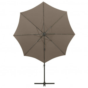 Umbrelă suspendată cu stâlp și LED-uri, gri taupe, 300 cm - Img 6