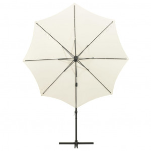 Umbrelă suspendată cu stâlp și LED-uri, nisipiu, 300 cm - Img 4
