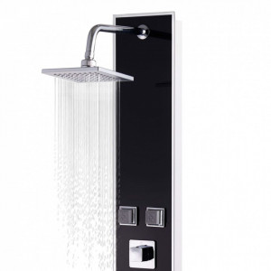 Unitate panou de duș, sticlă, 18 x 42,1 x 120 cm, negru - Img 4