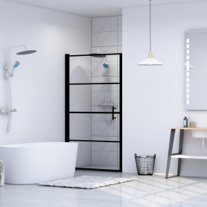Ușă de duș, negru, 91 x 195 cm, sticlă securizată - Img 1