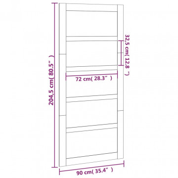 Ușă de hambar, alb, 90x1,8x204,5 cm, lemn masiv de pin - Img 6