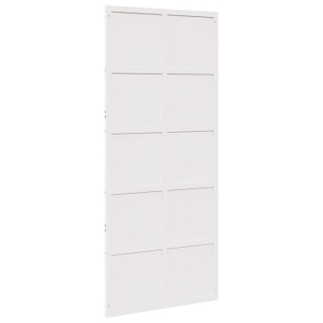 Ușă de hambar, alb, 90x208 cm, lemn masiv de pin - Img 5