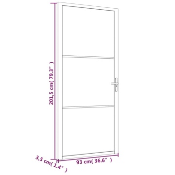 Ușă de interior, 93x201,5 cm, alb,sticlă mată și aluminiu - Img 5