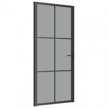 Ușă de interior, 93x201,5 cm, negru, sticlă ESG și aluminiu - Img 2