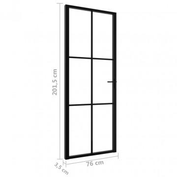 Ușă de interior, negru, 76x201,5 cm, sticlă ESG și aluminiu - Img 5