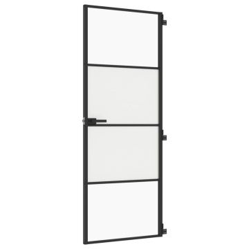 Ușă de interior negru 76x201,5 cm sticlă securiz./aluminiu slim - Img 2