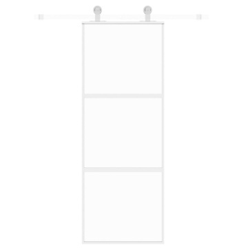 Ușă glisantă, alb, 76x205 cm, sticlă securizată/aluminiu - Img 3