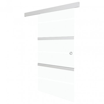 Ușă glisantă, argintiu,102,5 x 205 cm, sticlă ESG și aluminiu - Img 8