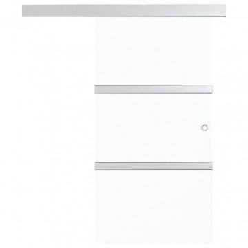 Ușă glisantă, argintiu, 90 x 205 cm, sticlă ESG și aluminiu - Img 4