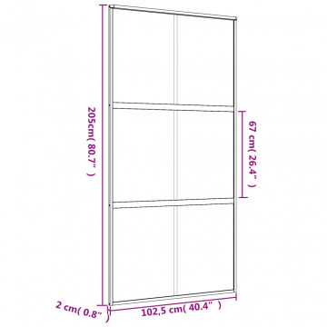 Ușă glisantă, auriu, 102,5x205 cm, sticlă ESG mată și aluminiu - Img 7