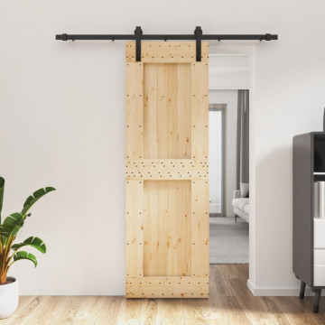 Ușă glisantă cu set de feronerie 70x210 cm, lemn masiv de pin - Img 1