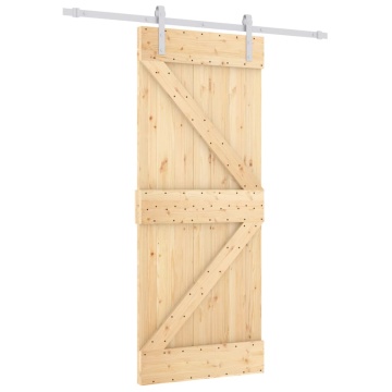 Ușă glisantă cu set de feronerie 80x210 cm, lemn masiv de pin - Img 2