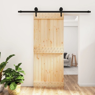 Ușă glisantă cu set de feronerie 85x210 cm, lemn masiv de pin - Img 1
