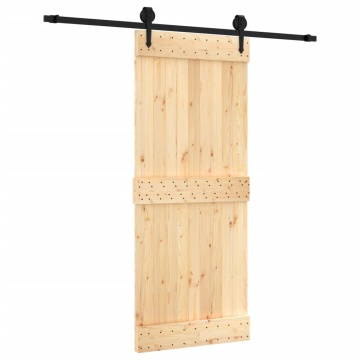 Ușă glisantă cu set de feronerie 85x210 cm, lemn masiv de pin - Img 2