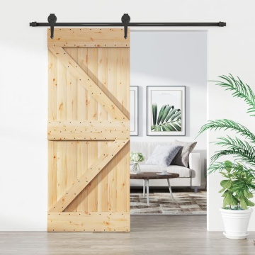 Ușă glisantă cu set de feronerie 85x210 cm, lemn masiv de pin - Img 1