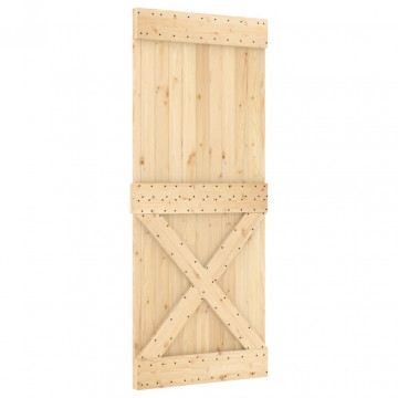 Ușă glisantă cu set de feronerie 85x210 cm, lemn masiv de pin - Img 3