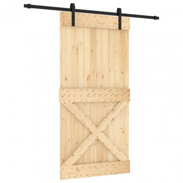 Ușă glisantă cu set feronerie, 100x210 cm, lemn masiv de pin - Img 2