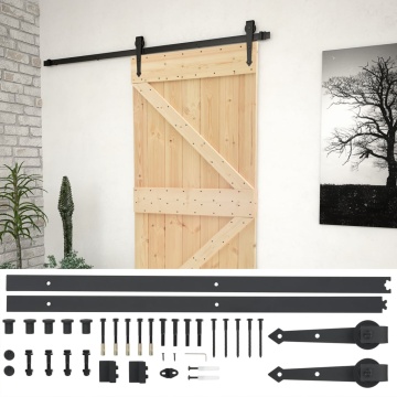 Ușă glisantă cu set feronerie, 80 x 210 cm, lemn masiv de pin - Img 2