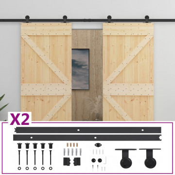 Ușă glisantă cu set feronerie, 90 x 210 cm, lemn masiv de pin - Img 2