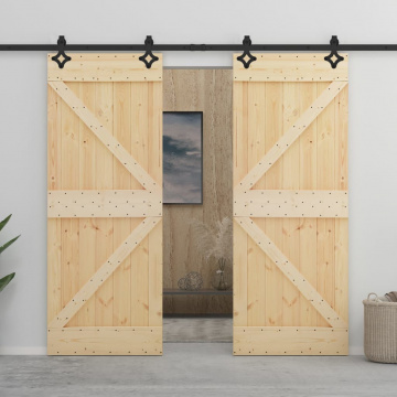 Ușă glisantă cu set feronerie, 90 x 210 cm, lemn masiv de pin - Img 1