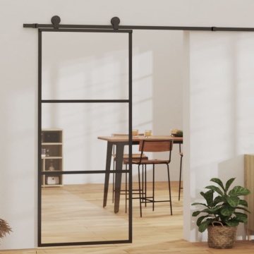 Ușă glisantă cu set feronerie, 90x205 cm, sticlă ESG/aluminiu - Img 1