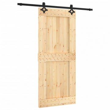 Ușă glisantă cu set feronerie, 90x210 cm, lemn masiv de pin - Img 2