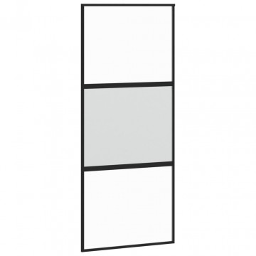 Ușă glisantă, negru, 90x205 cm, sticlă securizată și aluminiu - Img 2