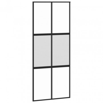 Ușă glisantă, negru, 90x205 cm, sticlă securizată și aluminiu - Img 2
