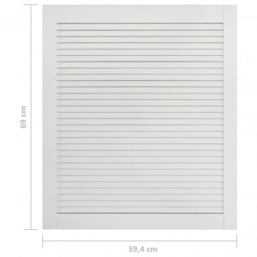 Uși lamelare, 2 buc., alb, 69x59,4 cm, lemn masiv de pin - Img 6