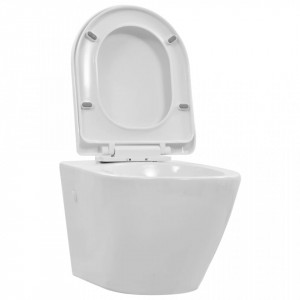 Vas WC suspendat fără ramă, alb, ceramică - Img 2