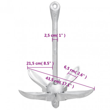 Ancoră pliabilă, argintiu, 6 kg, fier maleabil - Img 5